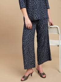 De Moza Women The Jiya Set (Top & Palazzo) - Navy Blue