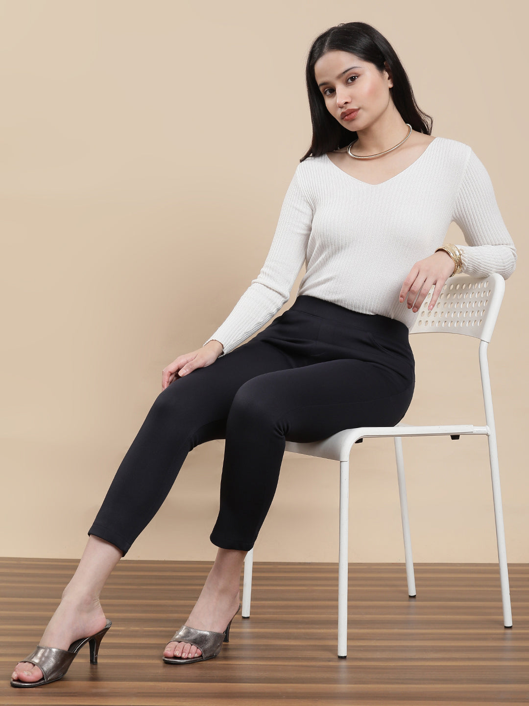 De Moza Women Casual Jegging Navy Blue