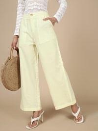 Wide Leg Bell Bottom Pant-Light Yellow