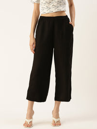 De Moza Women's Crop Palazzo Black