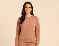 De Moza Women Winter Co-ord set ( Sweatshirt & Jogger)  - Tan