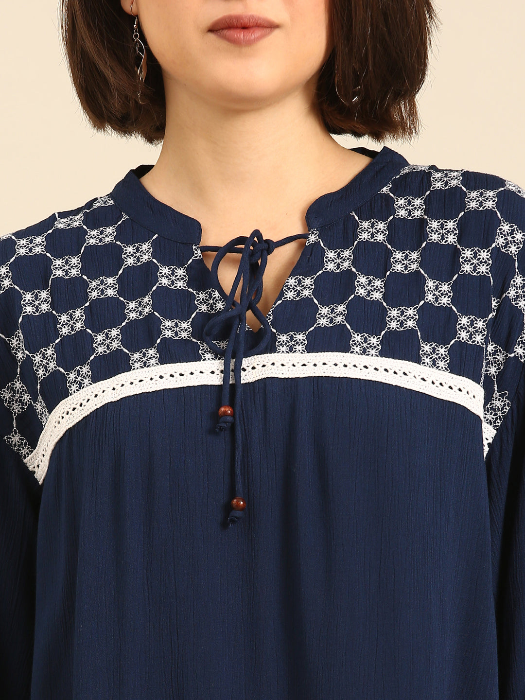 Top Embroidered-Indigo Blue - De Moza