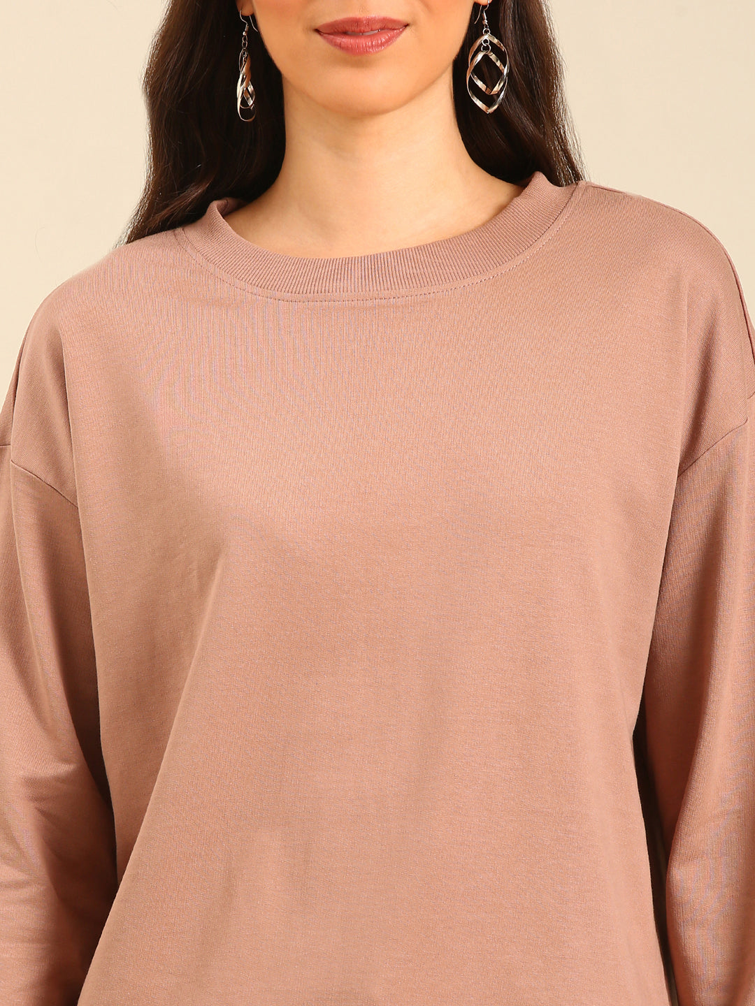 De Moza Women Winter Co-ord set ( Sweatshirt & Jogger)  - Tan