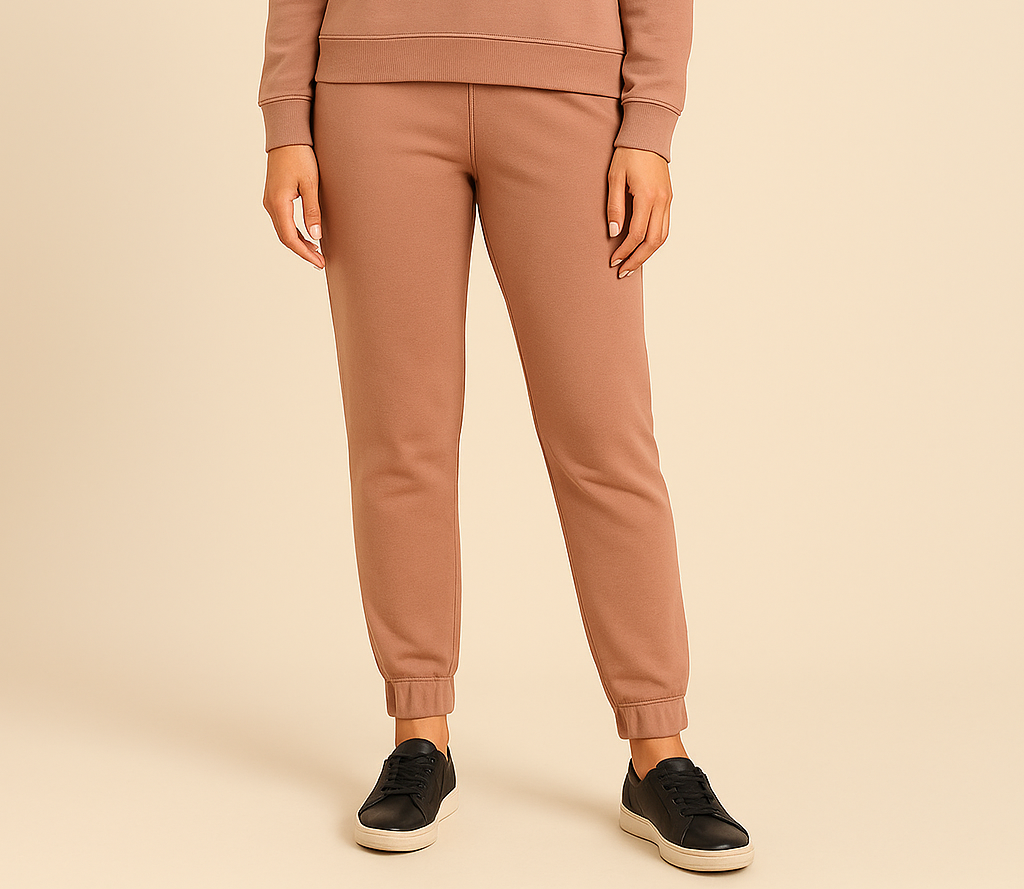 De Moza Women Winter Co-ord set ( Sweatshirt & Jogger)  - Tan