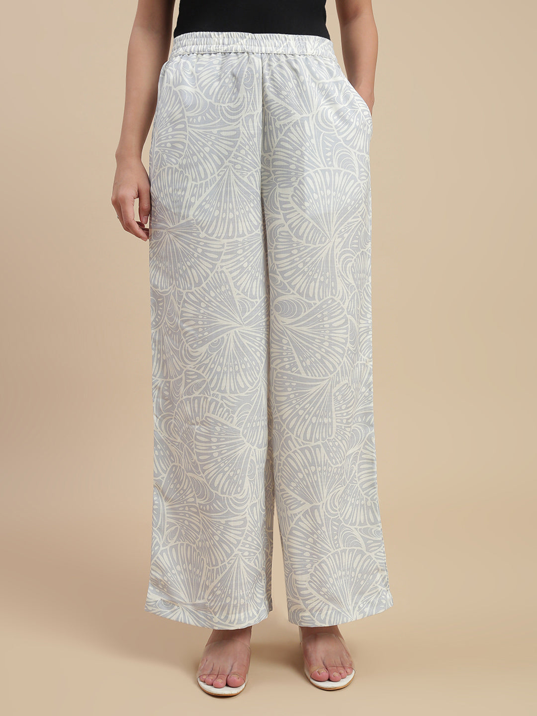 De Moza Women's Officewear Co-ords (Tunic Shirt & Palazzo) Offwhite - De Moza