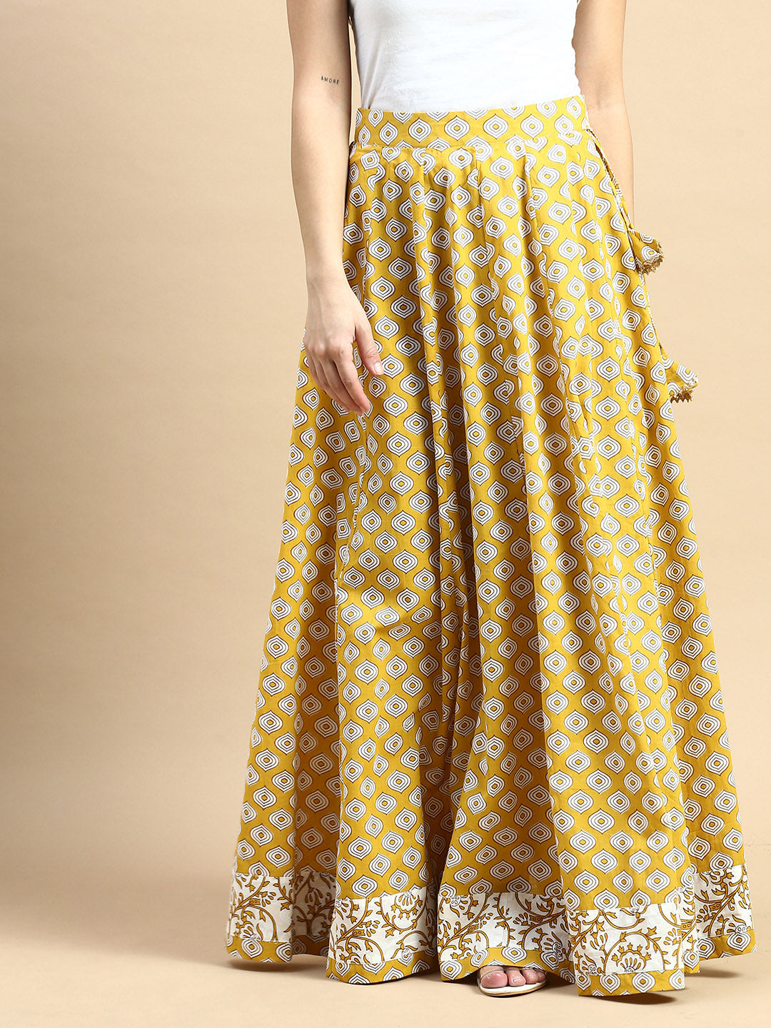 Co-Ord Set (Blouse & Skirt)-Mustard - De Moza