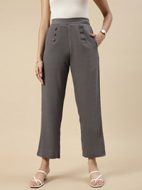 Casual Straight Pant-Grey