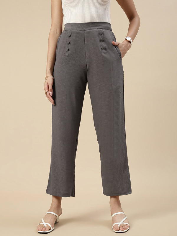 Casual Straight Pant-Grey - De Moza