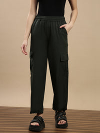 De Moza Women Casual Pants Olive Green