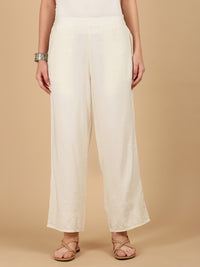 De Moza Women Woven Rayon Regular Fit Palazzo with Functional Pockets Natural