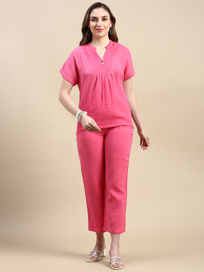 Wide Leg Pant-Pink - De Moza