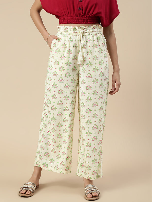 Paper Bag Palazzo-Cream - De Moza