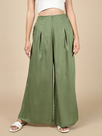 Pleated Palazzo-Deep Green