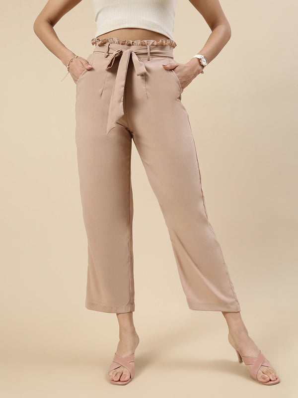 Tie-Up Pants-Light Brown - De Moza