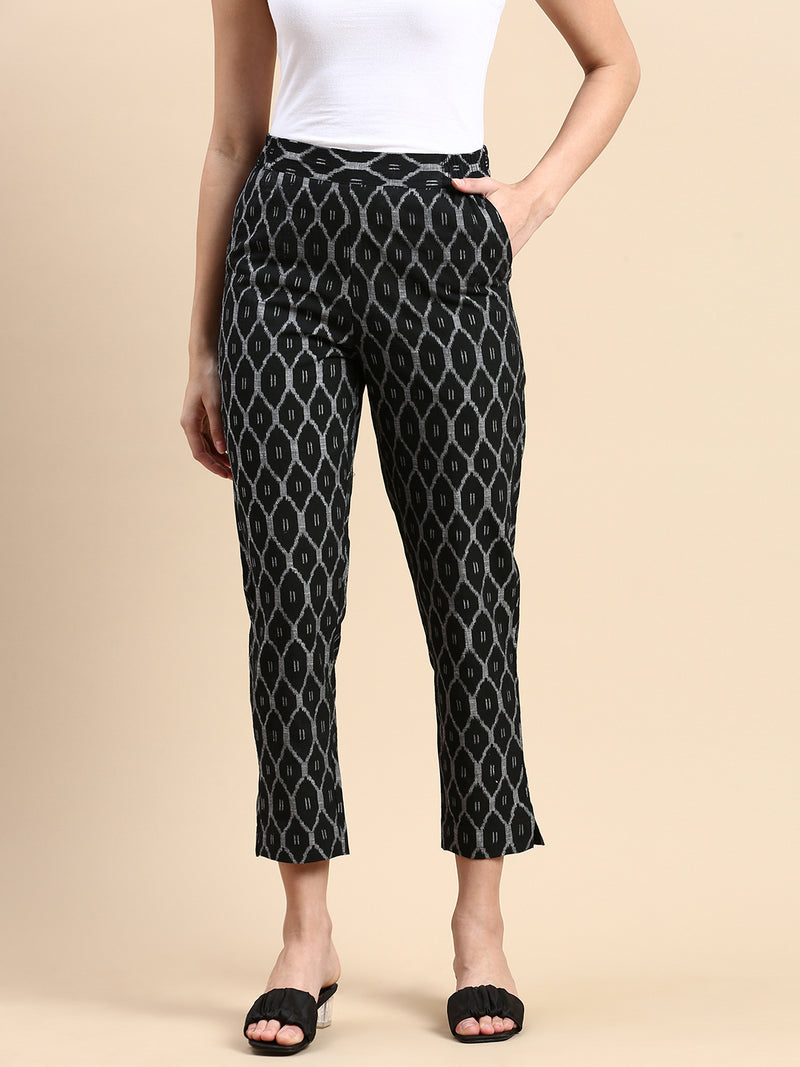 De Moza Women Cigarette Pants Black