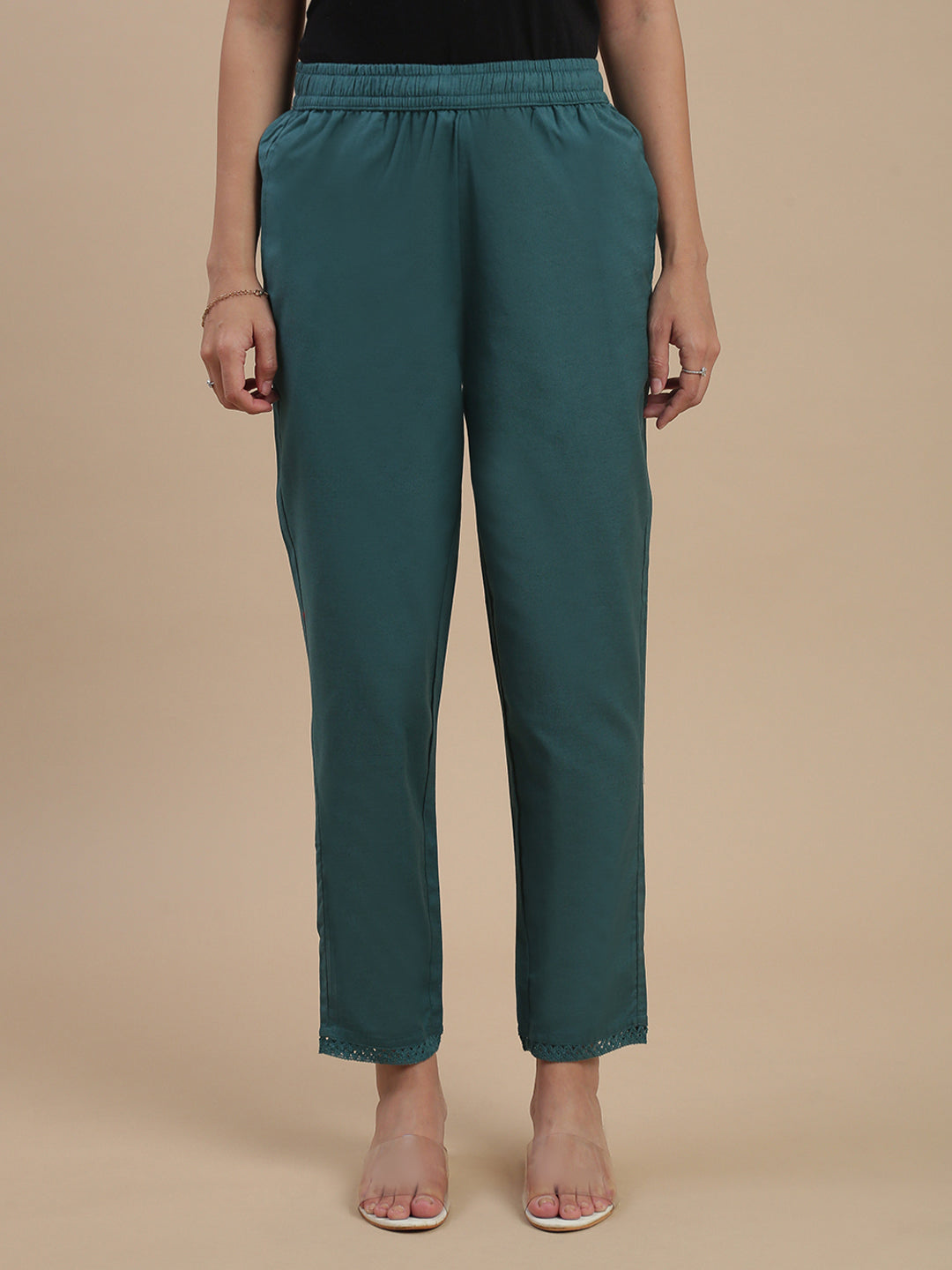 De Moza Women Cotton Lace Pants - De Moza