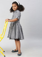 De Moza Girls Collared Dress Dress Yarn Dyed Cotton White - De Moza