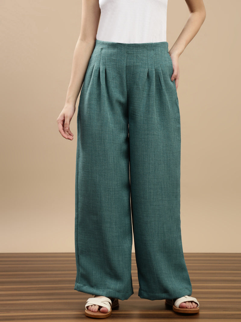 De Moza Women Casual Palazzo Dark Teal