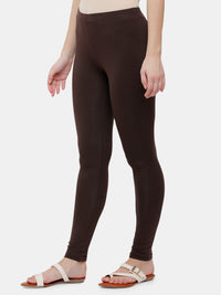 De Moza Ladies Ankle Length Leggings Solid Cotton Brown