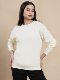 De Moza Women Casual Sweat Shirt Cream