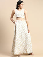 De Moza Women Skirt Bottom Polyester Offwhite - De Moza