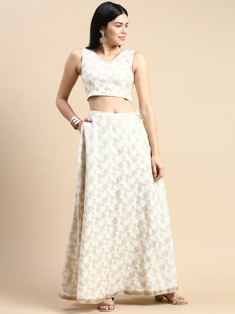 De Moza Women Skirt Bottom Polyester Offwhite - De Moza