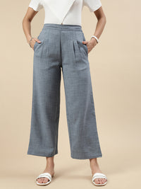 Co-Ord Set(Casual Top & Narrow Palazzo)-Indigo