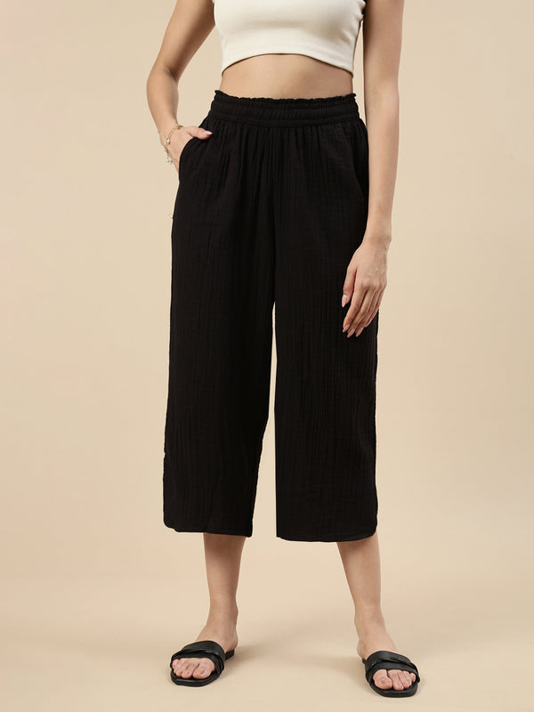 Crop Palazzo-Black - De Moza