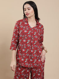 De Moza Women Co-ords with Pack of Top & Palazzo Maroon