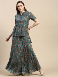 Skirt Woven AOP-Green - De Moza