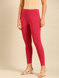 Ankle Length Leggings Viscose-Dark Pink - De Moza
