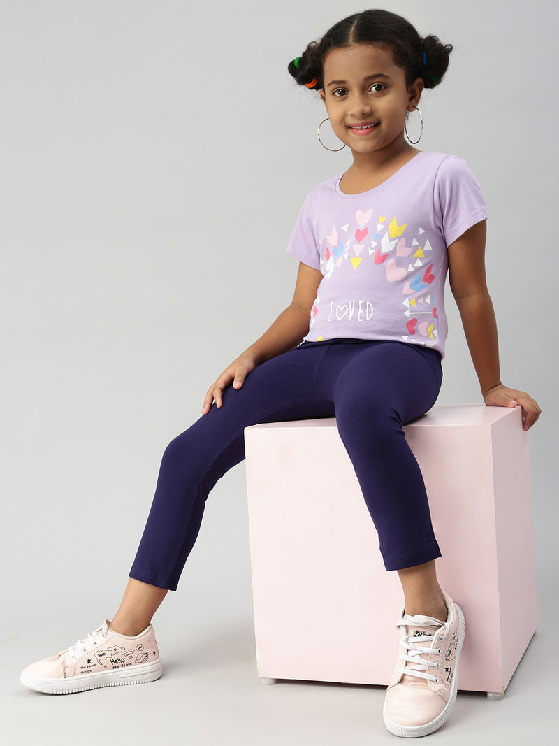 De Moza Girls 3/4th Leggings Dark Navy Blue