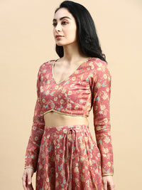 Crop Top Embroidered-Dark Pink - De Moza