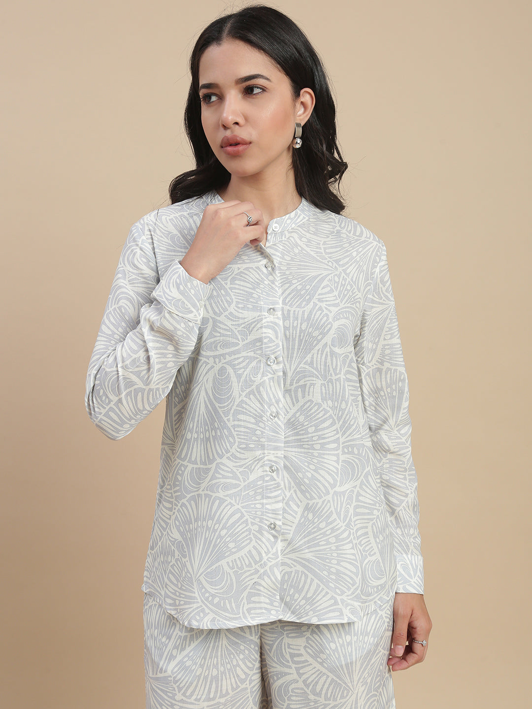 De Moza Women's Officewear Co-ords (Tunic Shirt & Palazzo) Offwhite - De Moza
