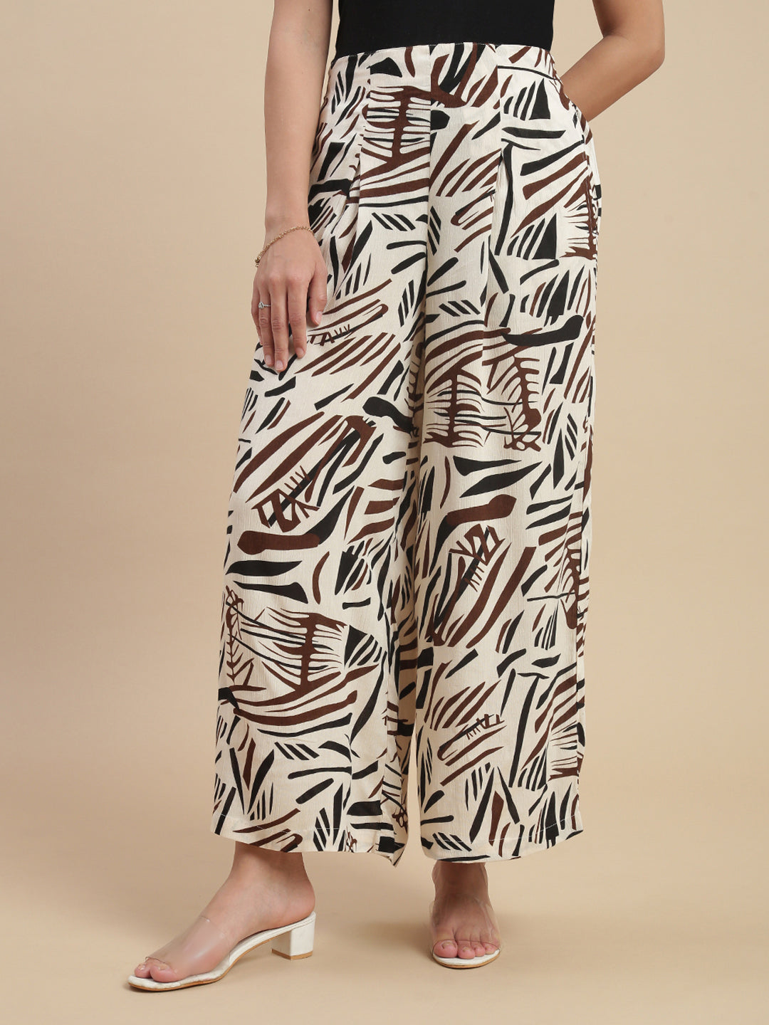 De Moza Women's Officewear Co-ords (Top & Palazzo) Offwhite - De Moza