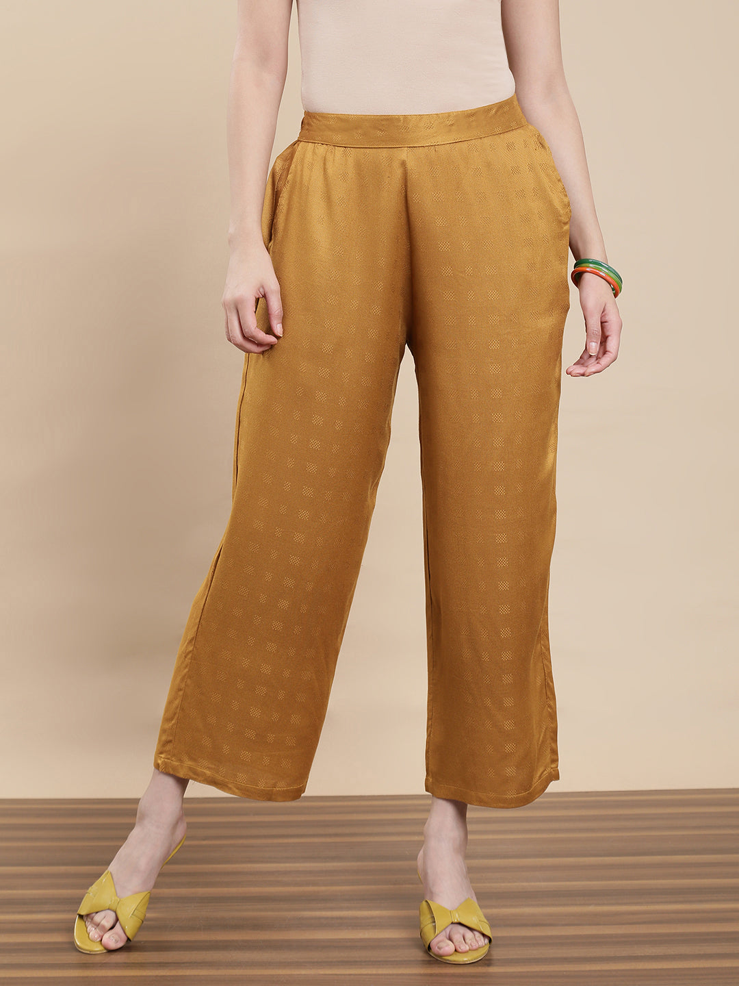 De Moza Women's Casual Palazzo Dark Mustard