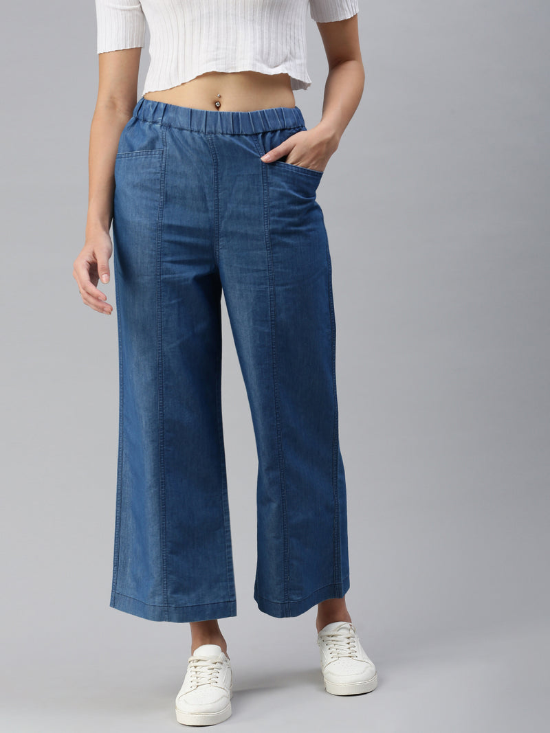 De Moza Women Culottes Mid Blue