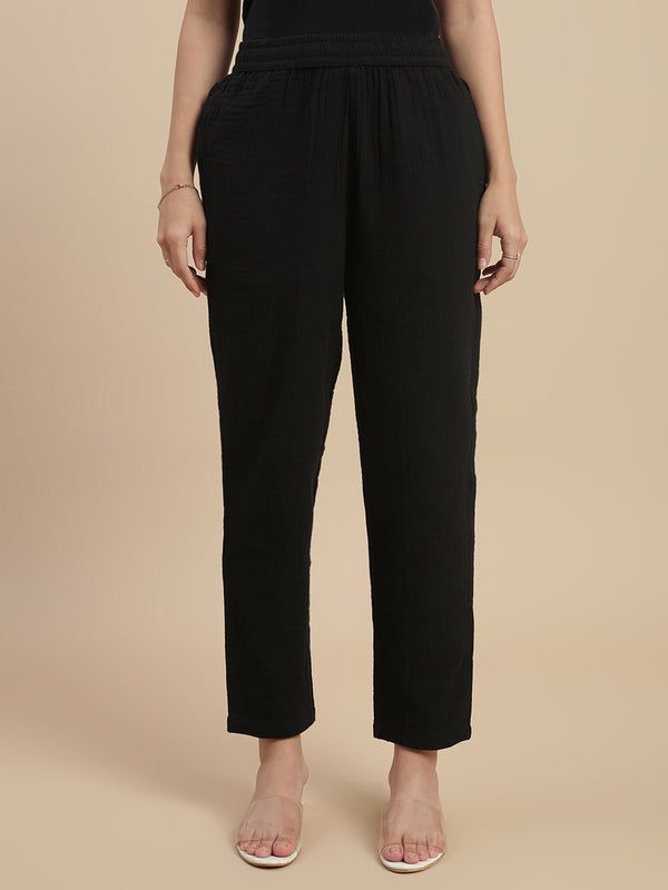 De Moza Women Casual Pants Black - De Moza