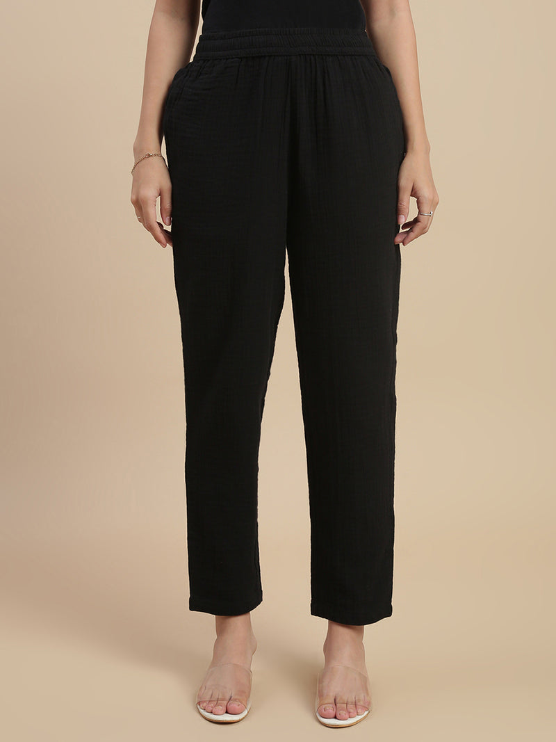 De Moza Women Casual Pants Black - De Moza