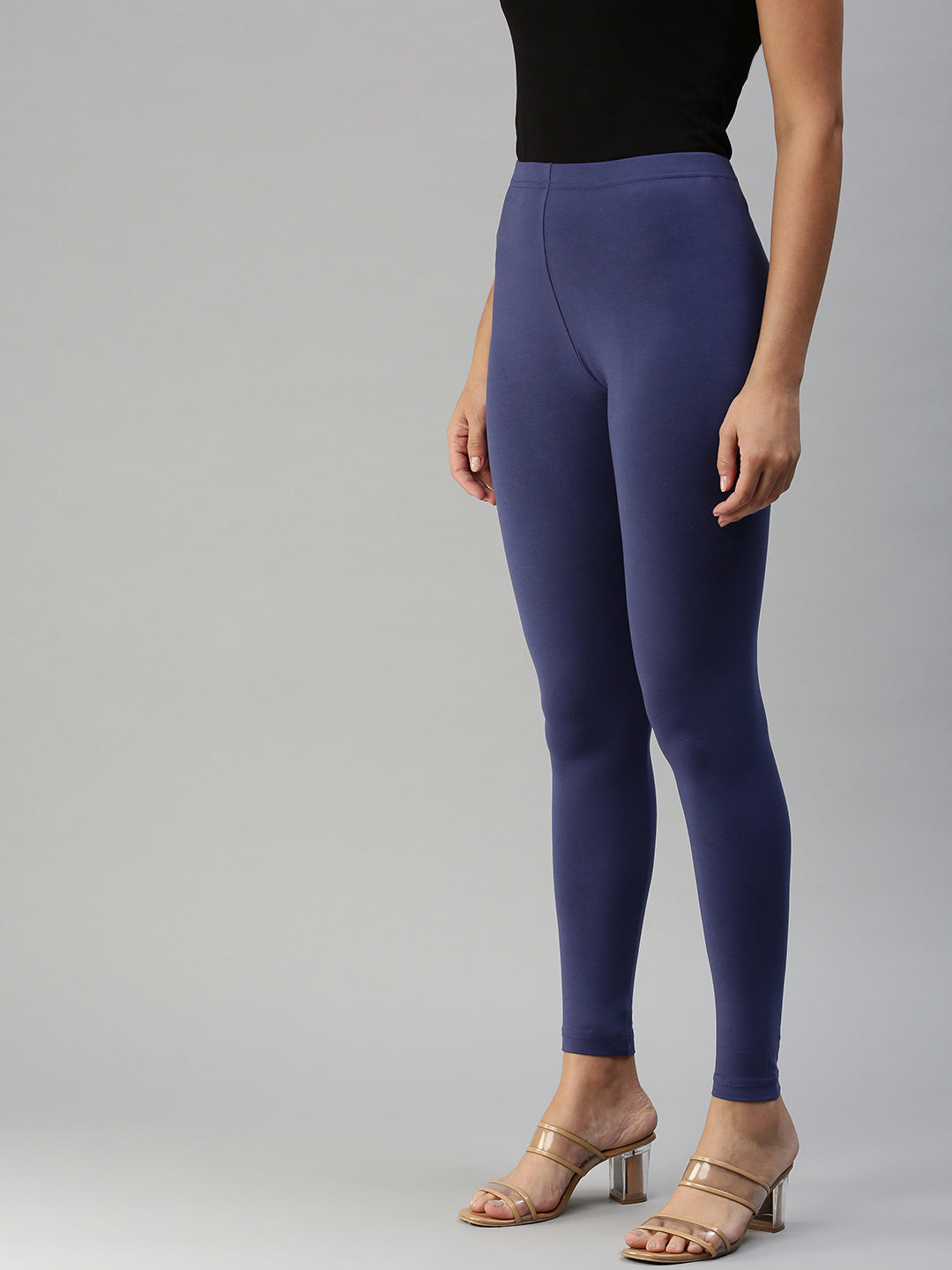 Ankle Length Leggings-Indigo Blue - De Moza