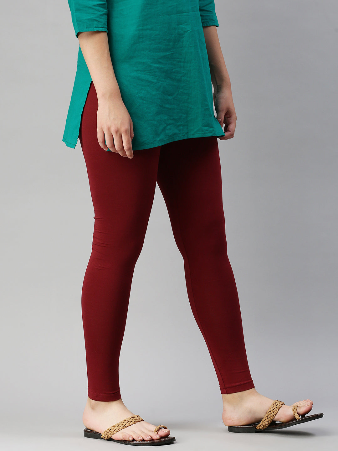 Women Ankle Length Leggings Maroon – De Moza