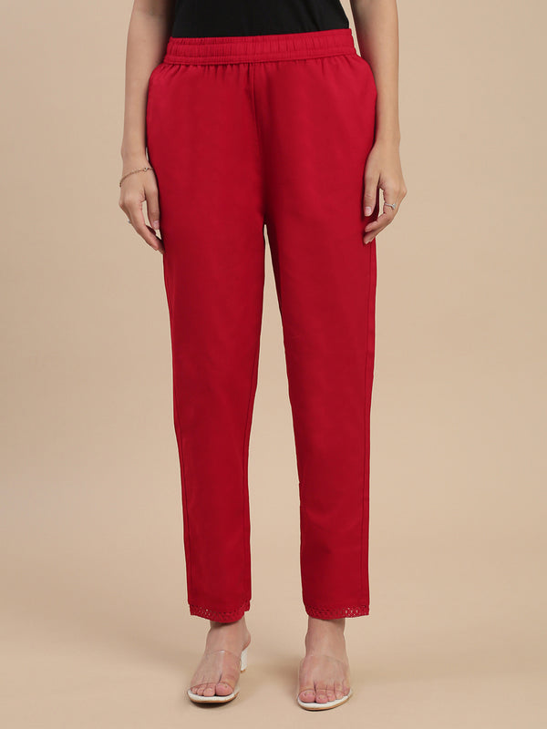 De Moza Women Cotton Lace Pants - De Moza