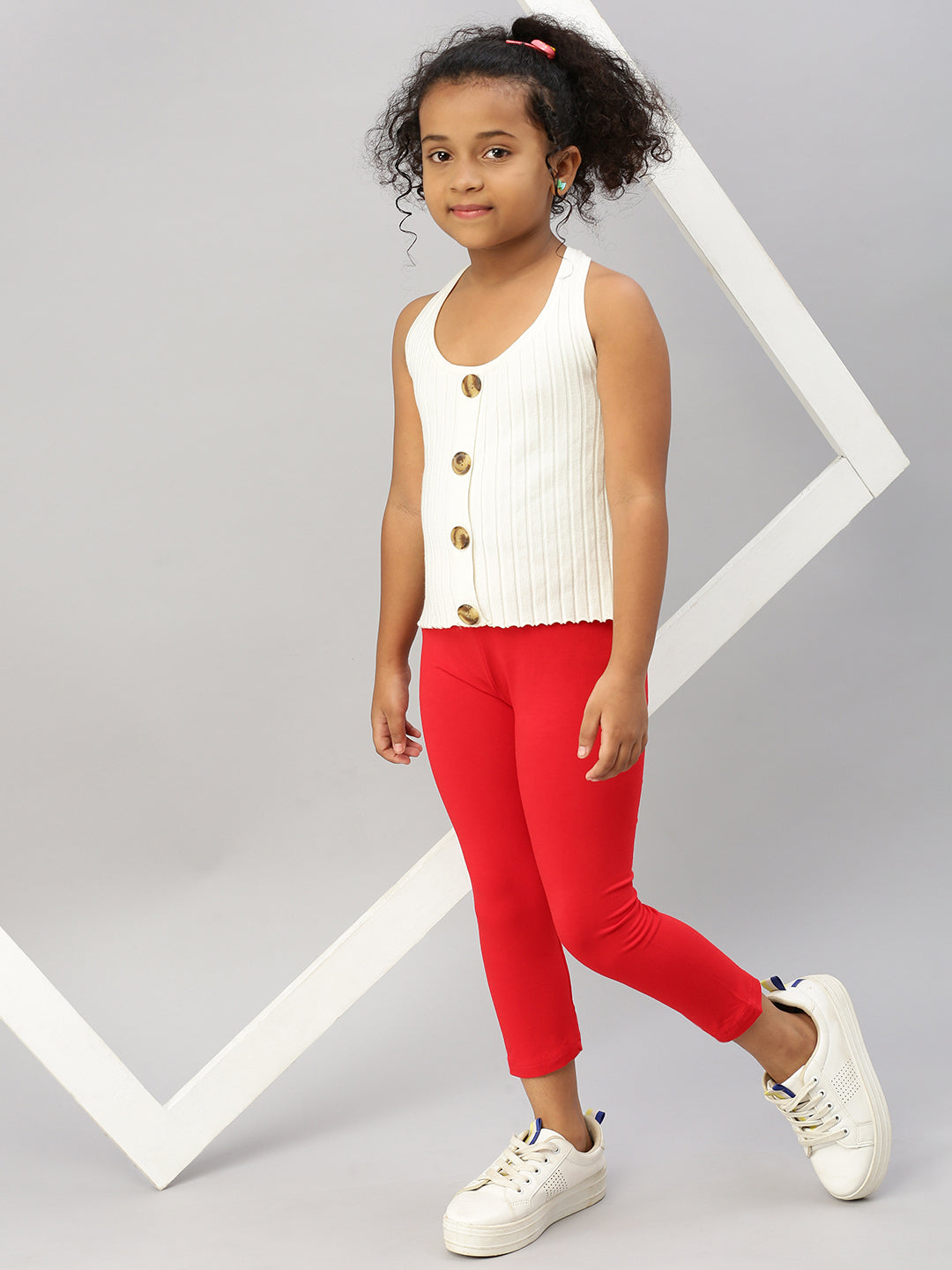 De Moza Girls 3/4th Leggings Red