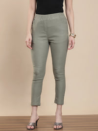 De Moza Women's Casual Jegging Olive Green - De Moza