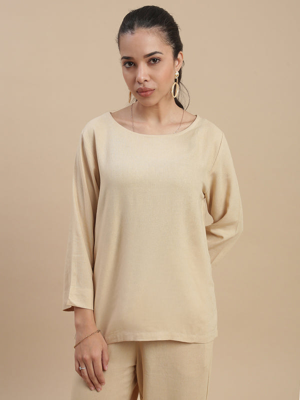De Moza Women Casual Tunic Top Light Beige - De Moza