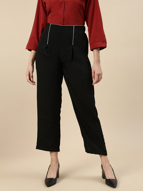 Pleated Pants-Black - De Moza