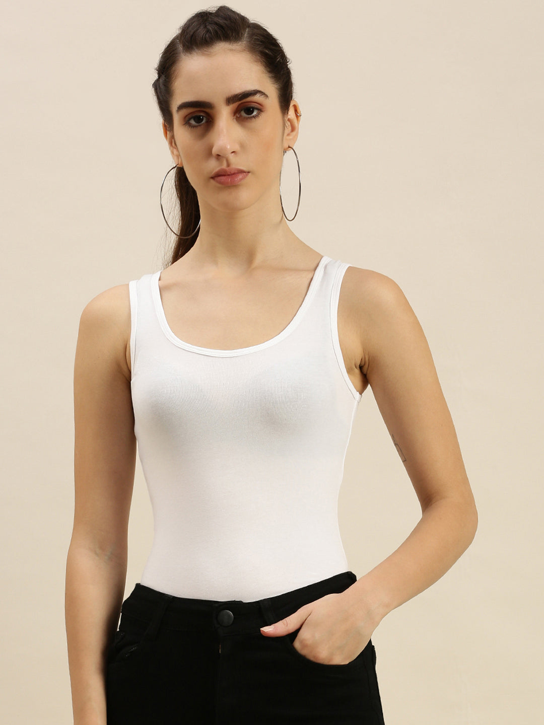 Ladies Razor Back Top Offwhite - De Moza