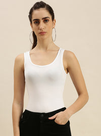 Ladies Razor Back Top Offwhite - De Moza