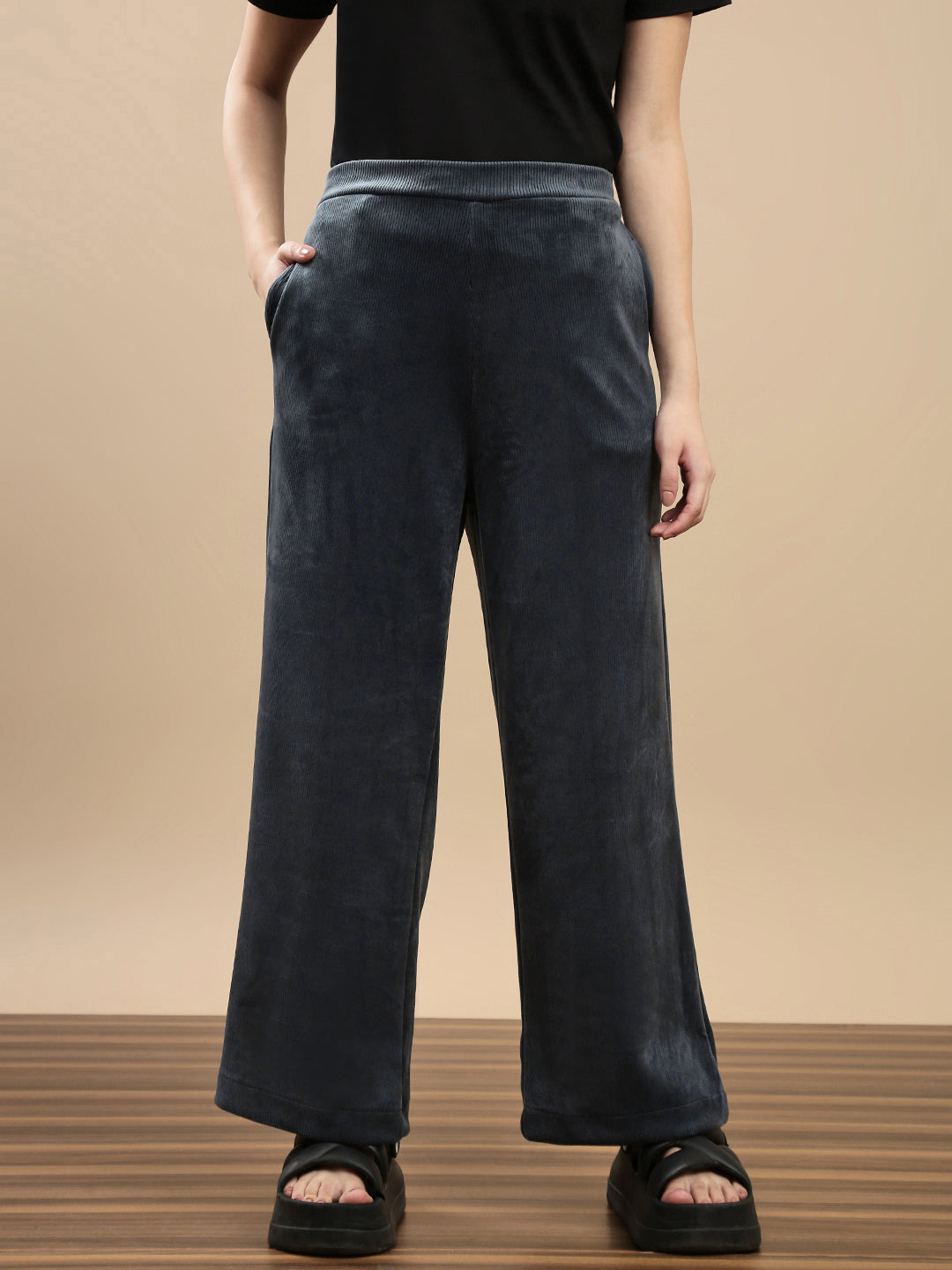 De Moza Women Casual Palazzo Petrol - De Moza