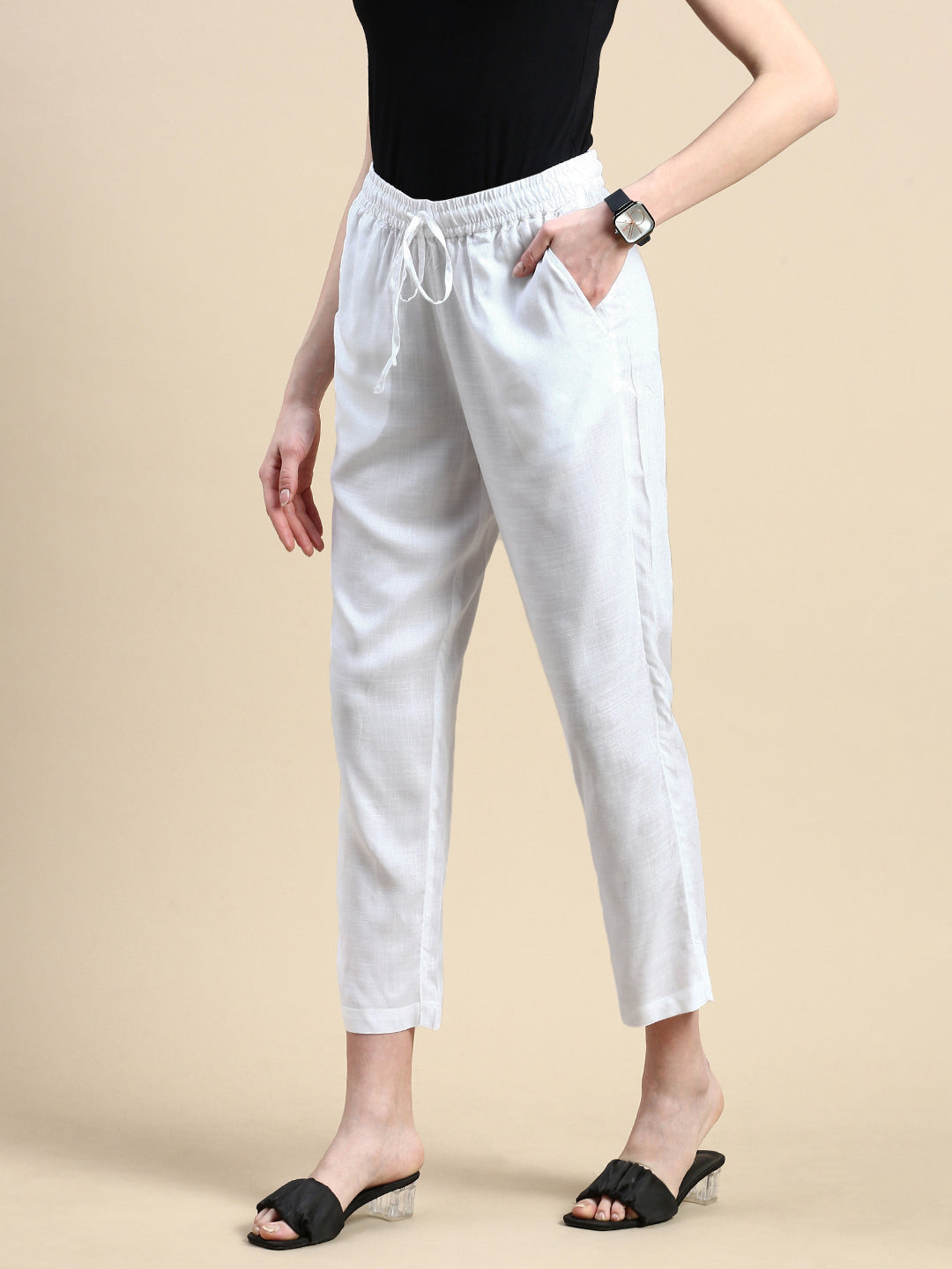 Straight Pant-White - De Moza